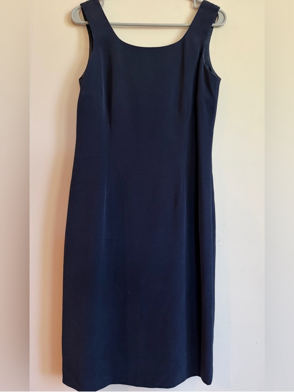 100% Silk Classic Navy Sleeveless Shift Dress